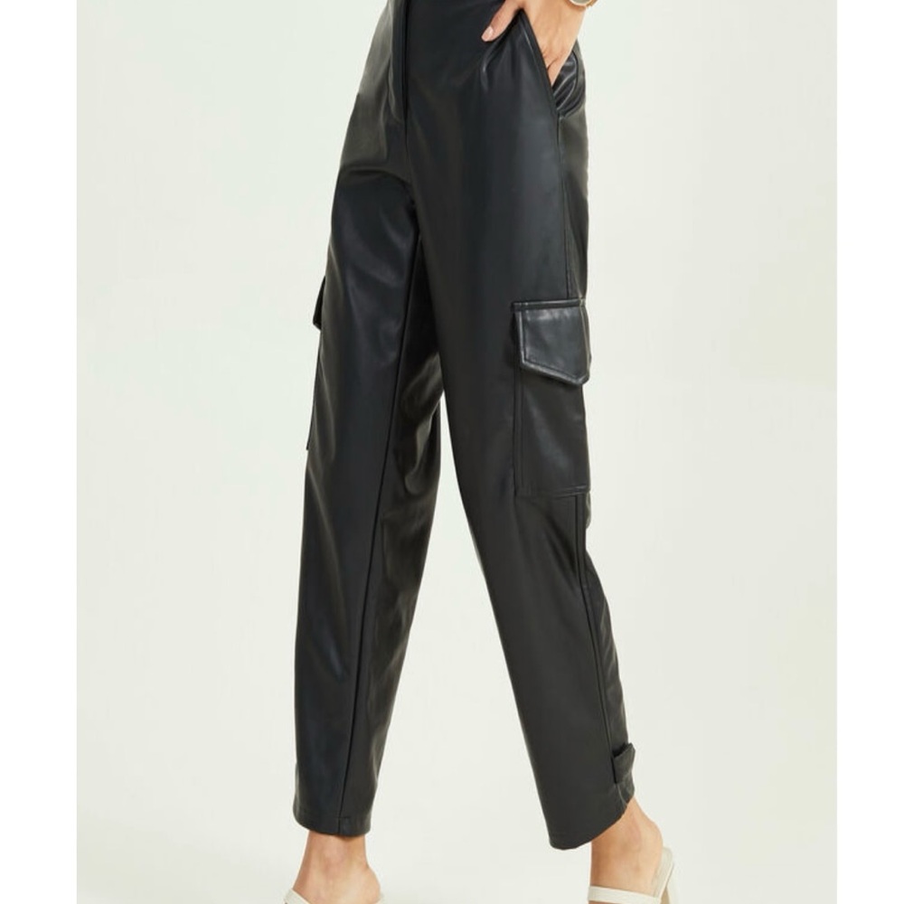 NWT Altar'd State Black Leather Cargo Pants